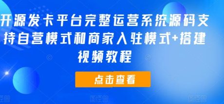 开源发卡平台完整运营系统源码支持自营模式和商家入驻模式+搭建视频教程